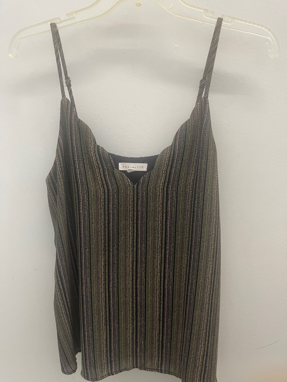 Socialite Black Cami with Multicolor Metallic Stripes